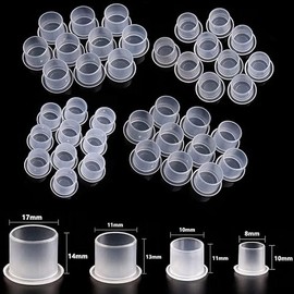 Generic 1000 PCS Disposable Ink Caps Permanent Ink Cups Pigment Caps with Flat Bottom Base Small #8, Medium #10, Large #11, Extra-Large #17 (1000Pcs Medium), Clear