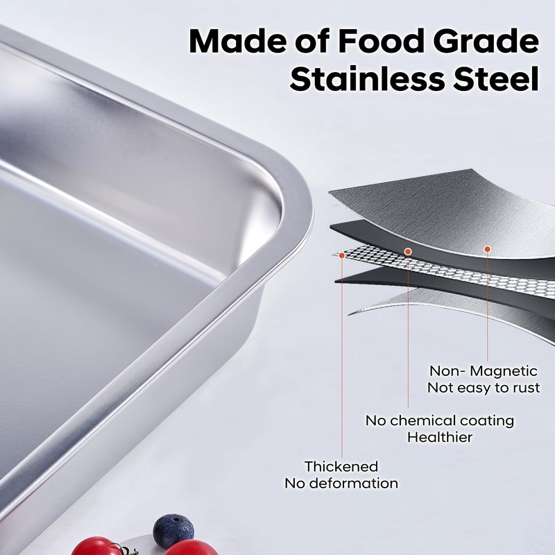 4-Piece 4 Inch Extra Deep Lasagna Pan with Lid, 11x14.2-Inch