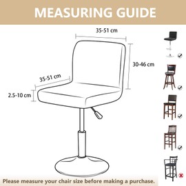 Gollense Bar Stool Covers Set of 4 Stretch Pub Counter Stool Chair Covers with Backs, Washable Square Swivel Barstool Seat Slipcover with Elastic Bottom for Low Short Back Dining Chair (Black)