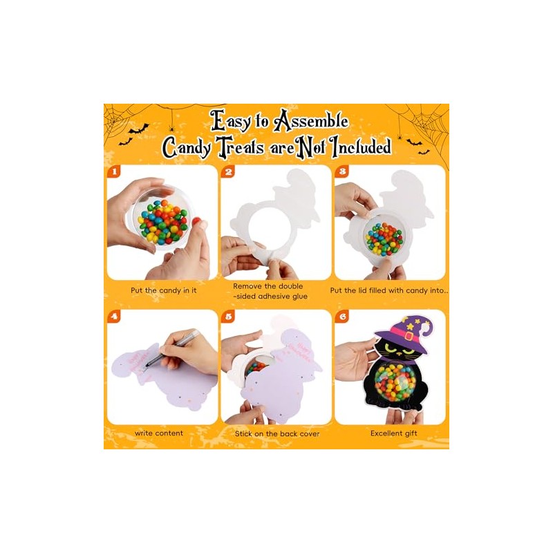 Juego de 36 tarjetas para dulces de Halloween con cúpula