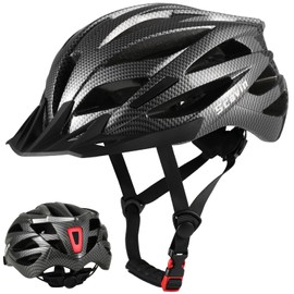 Scavin Adult Bike Helmet, Featuring 4 Modes of Light, Lightweight Mountain Road Bicyle Helmet Certified MTB Cycling Helmet with Removable Visor and EPS Foam Interior