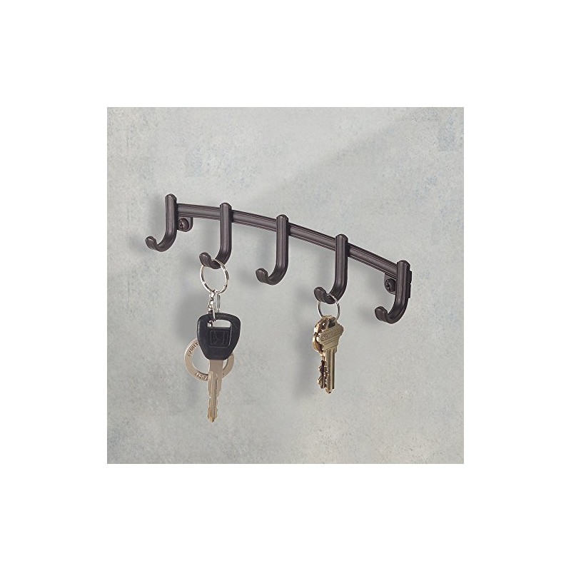 iDesign York Lyra Wall-Mounted Key Holder, Metal Key Hooks Strip