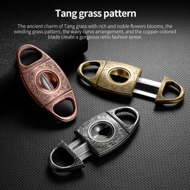 CIGARLOONG Cigar Cutter Stainless Steel Silver Bronze Engraved V Cut Blade Cigar Cutter