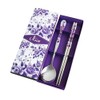 HugeStore Chinese Purple Rose Stainless Steel Chopsticks and Spoon Set