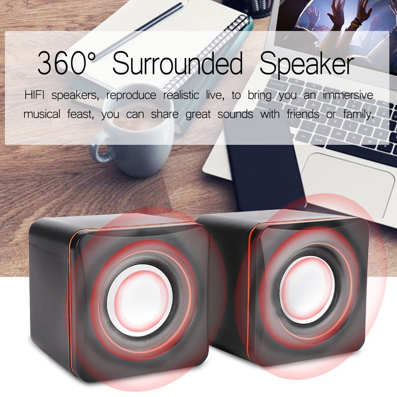 Mini Speaker Desktop Mini Cube USB Stereo 3.5mm Jack Wired