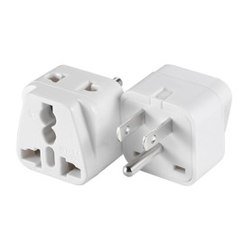 2 Pack US Travel Plug Adapter, EU/UK/AU/in/CN/JP/Asia/Italy/Brazil to USA (Type B), 3 Prong Grounded USA Wall Plug Wall Outlet Power Charger Converter White