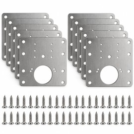 Cabinet Hinge Repair Plate Kit – 10 Set Stainless Steel Hinge Mounting Plates with Screws for Loose Cabinet Doors