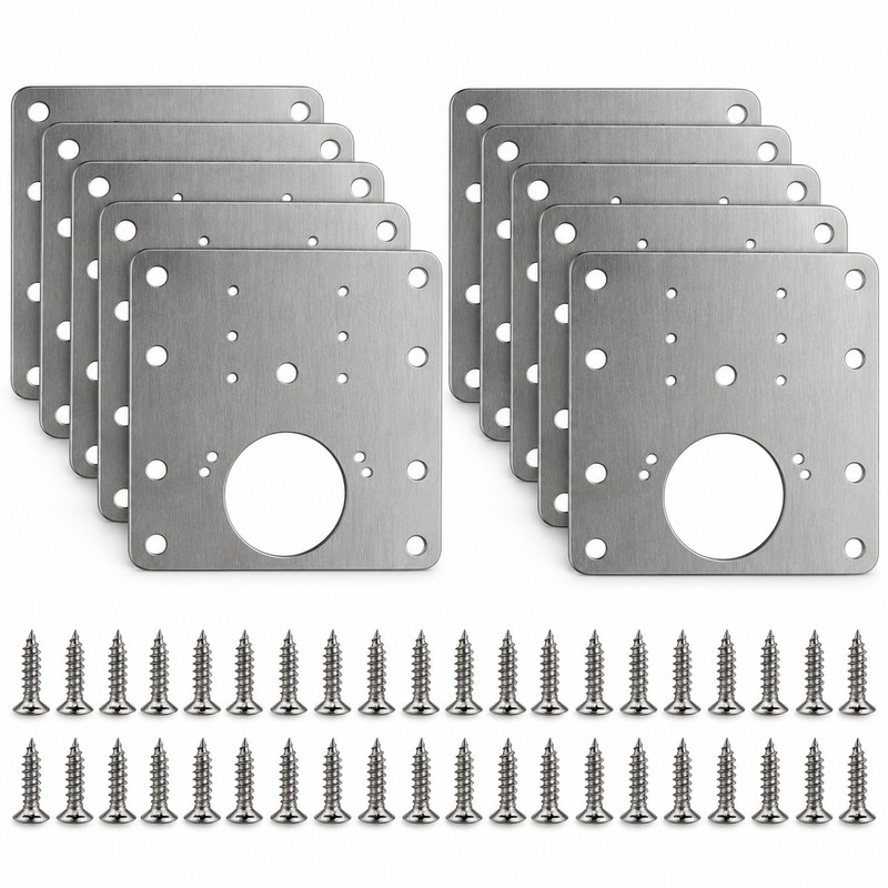 Cabinet Hinge Repair Plate Kit – 10 Set Stainless Steel