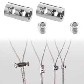 EMSea 20Pcs Rope Clamps Rope Connectors Fittings Code Lock Rope Connector with Wrench for 1-2mm Rope Wire Rope Cable 10x6x2.6mm