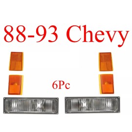 Aftermarket 88 93 Chevy 6Pc Parking & Side Amber Light Set, Truck Blazer Suburban
