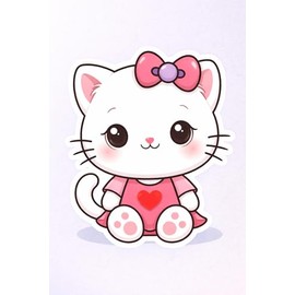 WSQ My Cute Kitty Sticker Vinyl Premium Quality Multicolor for Car Bumper Truck Van SUV Window Wall Boat Cup Tumblers Laptop or Any Smooth Surface 2-Pack 4" Each