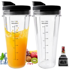 Pack of 2 Blender Replacement Parts for Ninja 710 ml Blender Cup with Removable Lid, Cup Replacement Parts Compatible with Ninja Replacement Parts for Ninja Mixer for Ninja for Ninja, SS100, SS101