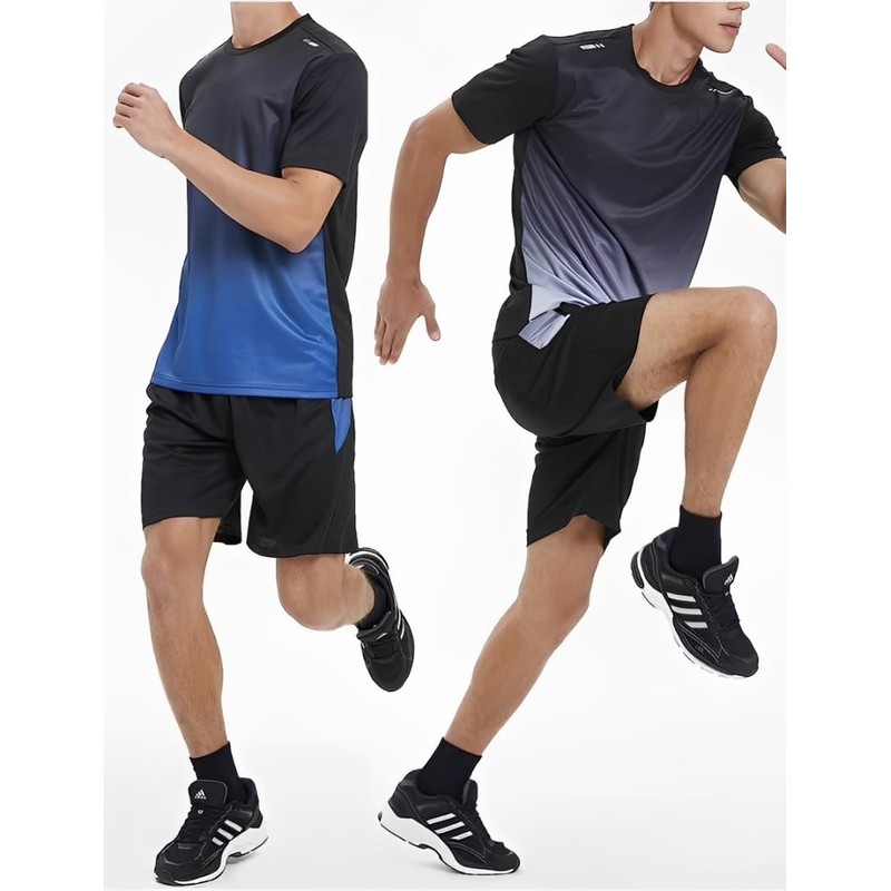 Aspersio Men's Sportswear, Top and Bottom Set, Short Sleeves, Short