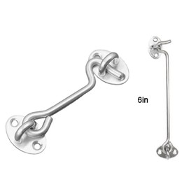 Domira Hook & Eye Latch - Heavy Duty Stainless Steel Door Lock | 3, 4, 6, 8 Inch | Gate Hook and Eye Latch for Doors, Sheds, Windows, Barns, Sliding Doors, and Wooden Gates (Chrome) (6 Inch)