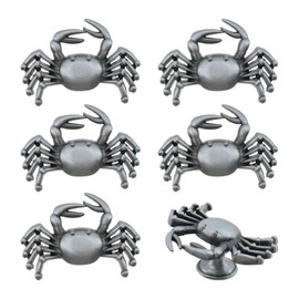 HEVSTIL 6 Pack Crab Shape Cabinet Knob,Nature Theme Single Hole Pulls Vintage Matte Gold Pewter Decorative Metal Cabinet Knobs for Dresser Drawer Cabinet Closet,Pewter