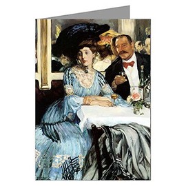 Twelve Note Cards of William Glackens Ashcan School Impressionist Oil Painting Titled Chez Mouquin in a Boxed Set