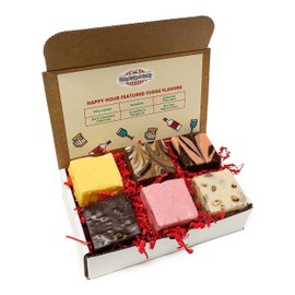 Valley Fudge, Assorted Gift Box, Happy Hour, Fresh Artisan Fudge, Real Butter, Bulk Gourmet Candy, Individually Wrapped, Birthday, Thank You, Housewarming Gift, 4 oz, 6 Pieces, One and a Half Pounds