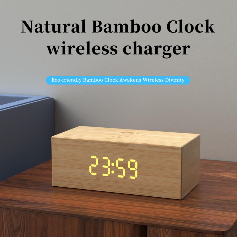 DICEYKNOD Multifunctional Led Digital Alarm Clock with Desktop Wireless Charging