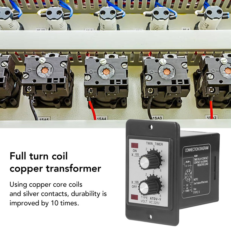 60S Twin Timer Relay Anti Interference Accurate Operation Copper Coil