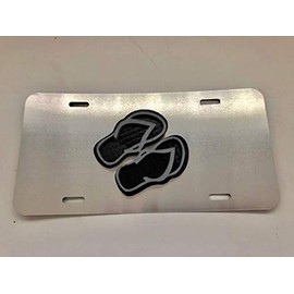Flippers Flippah's Slippers in 3D - Grey with Grey Black Combo Automotive License Frame Insert - Love Beach Flip Flop Slipper