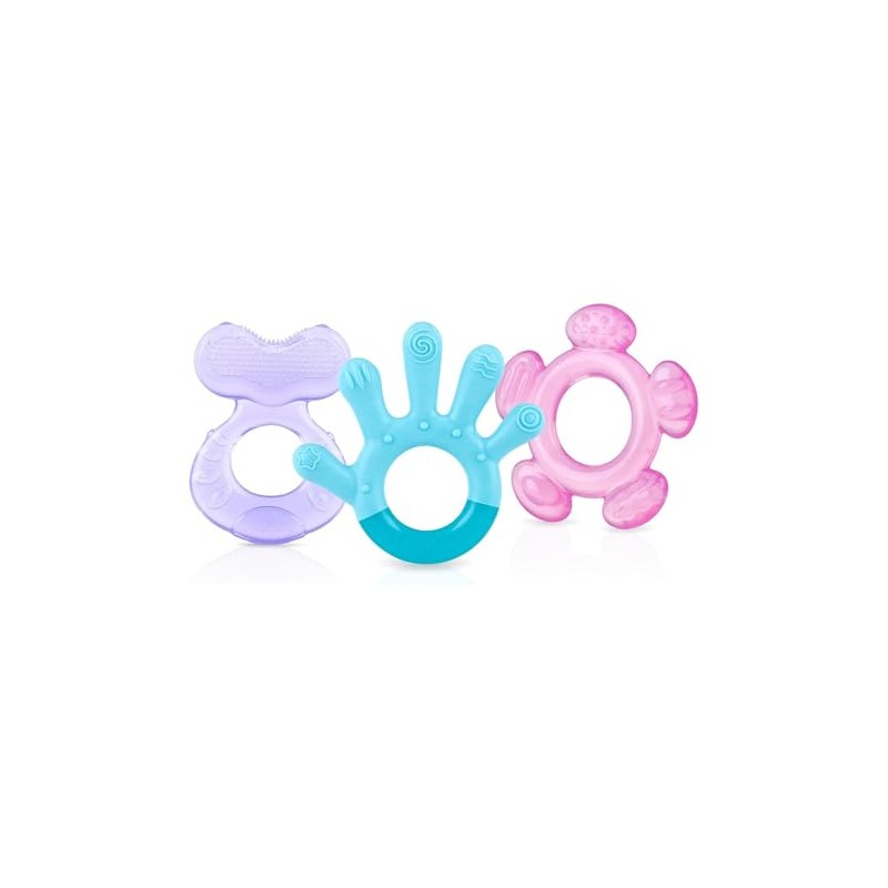 Nuby - Juego de mordedor calmante de 3 pasos (niña)