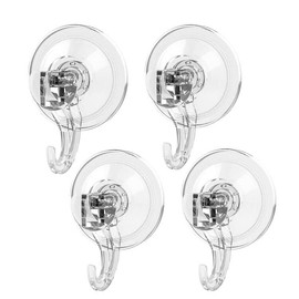 Elegear Pack of 4 Suction Cup Hooks Strong Max 3 kg Suction Hooks No Drilling for Shower Bathroom Kitchen Window Multipurpose Suction Cups with Hooks for Towel Transparent