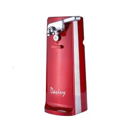 Davivy Electric Can Opener, One Touch Lid Opening, Removable Stainless Steel Cutter and 3-in-1 Design, with Sharpener and Bottle Opener, Red (Red)