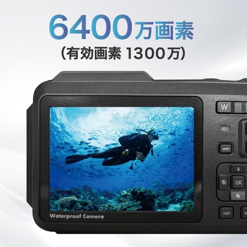 BLUEWIDE IP68 Waterproof Compact Digital Camera, Dustproof, Shockproof, 64 Megapixels,