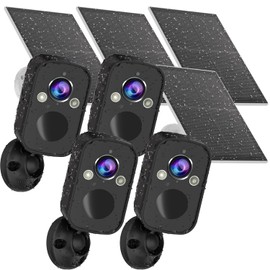 Rraycom Solar Security Cameras Wireless Outdoor 4Pc-Outdoor Cameras for Home Security, Home Camera with Motion Detection Alarm Floodlight Color Night Vision 2-Way Audio Waterproof, SD/Cloud