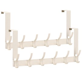 acDesign 2Pcs Over The Door Hooks,Door Hanger Hook with 24 Hooks,Over The Door Towel Racks for Bathroom Bedroom Kitchen, White