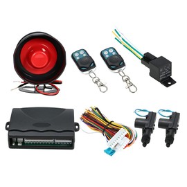 Shkalacar NEW Car Alarm System with 2 Door Remote Central Locking Kit Shock Sensor Immobiliser, Security Antitheft Alarm Systems with Keyless Entry