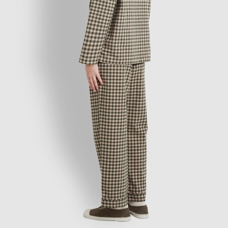 JAJU [JAJU/자주] 여 플란넬 파자마 세트_다크 그린 [JAJU] Women's Flannel