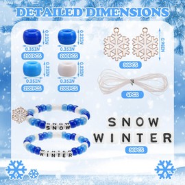 ZhowHoHo 30 Sets Winter Wristband Making Kit Winter Pony Beads Crafts with Snowflake Sign Snow Winter Letter Beads Winter Jewelry DIY Arts and Crafts Gifts (Winter)