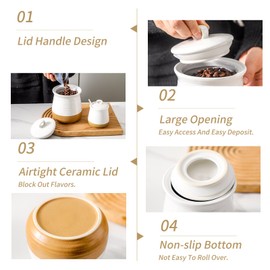 Hasense Ceramic Food Storage Container, Porcelain Kitchen Canisters with Airtight Lid, 35 OZ Coffee Canisters for Kitchen Counter, Candy Jar for Tea, Sugar, Salt and More, Farmhouse Decor, White