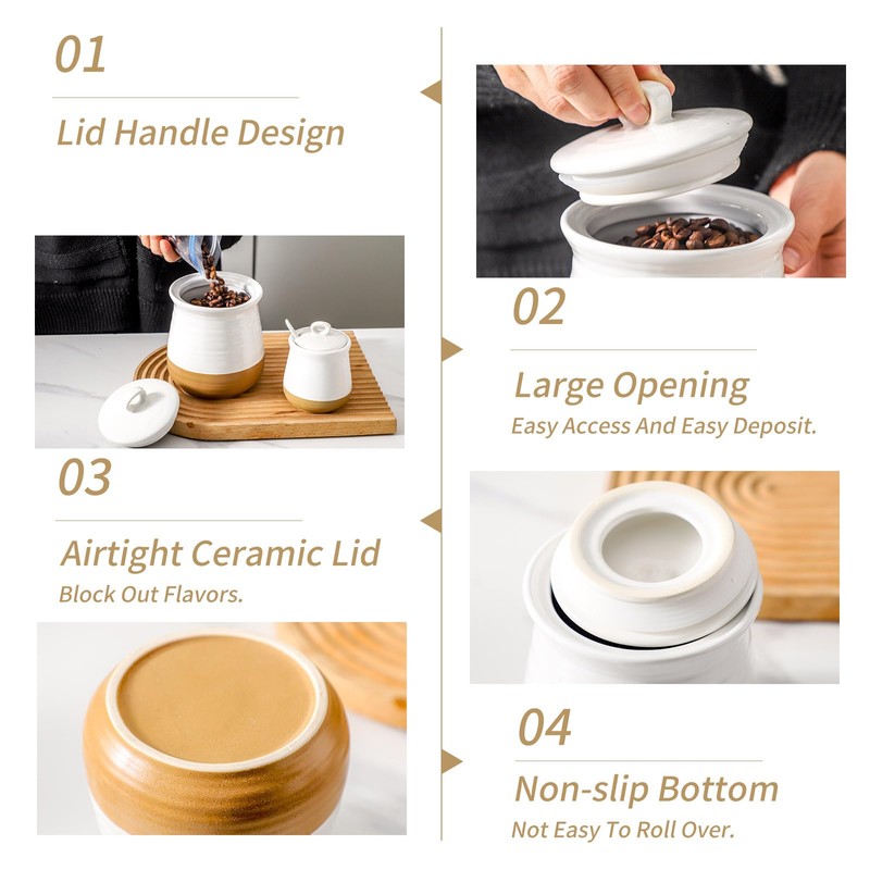 Hasense Ceramic Food Storage Container, Porcelain Kitchen Canisters with Airtight