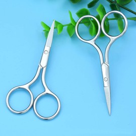 Small Brow Scissors - 2 Pack Little Sharp Precise Detail Snips for Cutting Nose Hair, Nails, Face Beauty Grooming, Beard Trimming Shears 3.5Inch by YOUGUOM