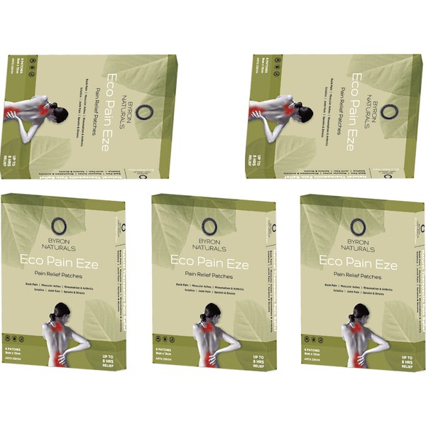 5 x 6 Pack BYRON BAY Eco Pain PAINEZE Pain Relief Eze Patches ( 30 Patches )