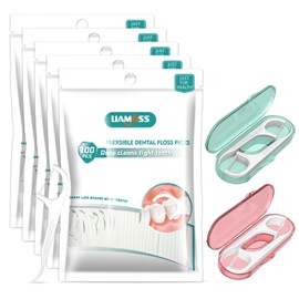 520 Count Dental Floss Picks with 2 Floss Dispenser,Refill Pack Floss Sticks,LIAMOSS Professional Cavity Resistant Floss Picks,Shred Resistant Adults Flossers for Oral Health (5 Pack)…