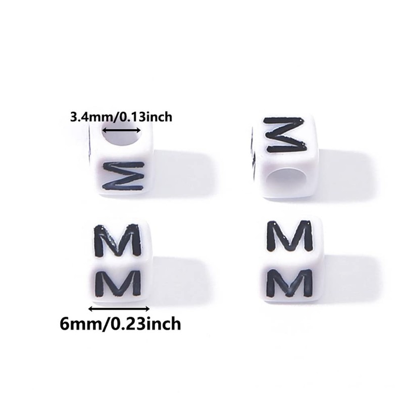 700 Pcs 6mm White Letter Cube Beads Bulk A-Z Craft