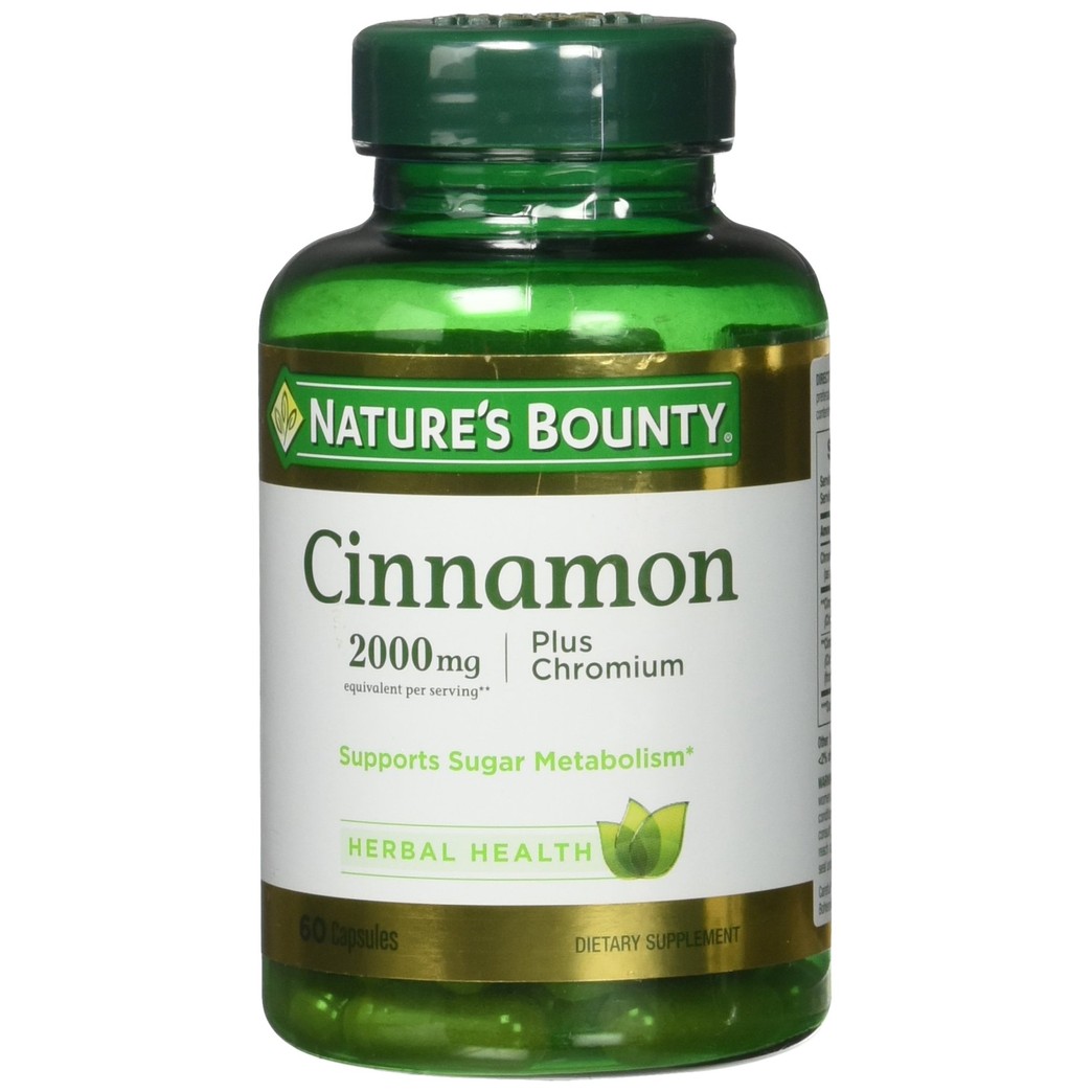 Nature's Bounty Cinnamon 2000mg Plus Chromium, Dietary Supplement Capsules 60 ea (Pack of 3)
