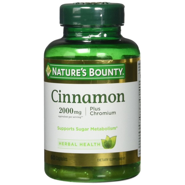 Nature's Bounty Cinnamon 2000mg Plus Chromium, Dietary Supplement Capsules 60 ea (Pack of 3)