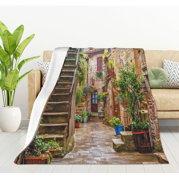 HGOD DESIGNS Italy Throw Blanket Alley in Italian Old Town