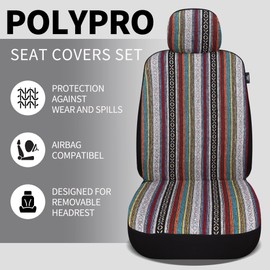 VarCozy Baja Saddle Blanket Seat Covers, Front Seat Covers for Sedan, SUV, Truck, Universal Stripe Colorful Woven Automotive Seat Cover, Breathable, Washable, Airbag Compatible (VC-02-A1)