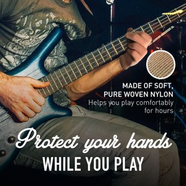 Musician's Practice Glove - 1-Pack Guitar Gloves for Women and Men, Fingertip Protectors for Playing String Instruments, Hand Issues and More, Nylon Thin Gloves for Indoor/Outdoor Gigs, Large, Beige