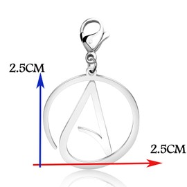 Atheist Jewelry Stainless Steel Atheism Symbol Sign Charm Pendant Clip-on Charm Gift for Men or Women (Atheism -zipper)