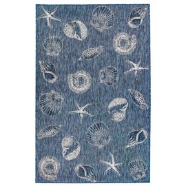 Liora Manne Indoor/Outdoor Rug, 6'6" x 9'4", Shells Navy