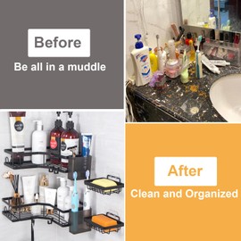 Fretrecy Shower Caddy, Adhesive Bathroom Shower Organizer for Bathroom Storage & Home Decor & Kitchen,No Drilling, Rustproof Stainless Steel Shower Shelves Rack for Inside Shower (6 unit)