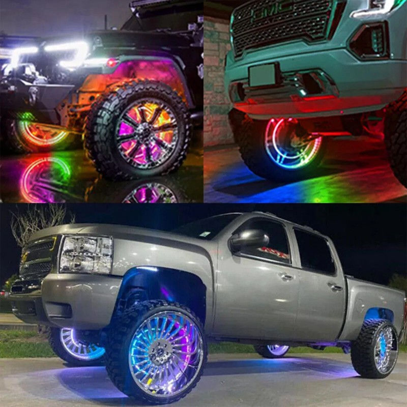 KEEPDSGN 4PCS 15" RGB LED Wheel Ring Lights Chasing Rim