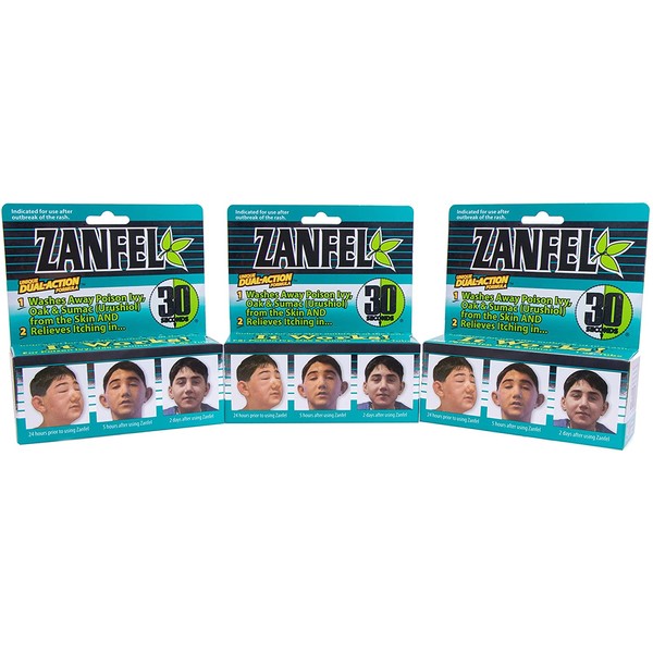 ZANFEL Poison Ivy, Oak & Sumac Wash - Topical Solution For The Reaction Caused By Exposure To Poison Ivy, Poison Oak, And Sumac (1 Fluid Ounce / 29 Milliliter - 3 PACK)