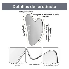 Kit de 4 Gua Sha Facial de Acero Inoxidable Para Masaje y Drenaje Linfático Con Bolsa